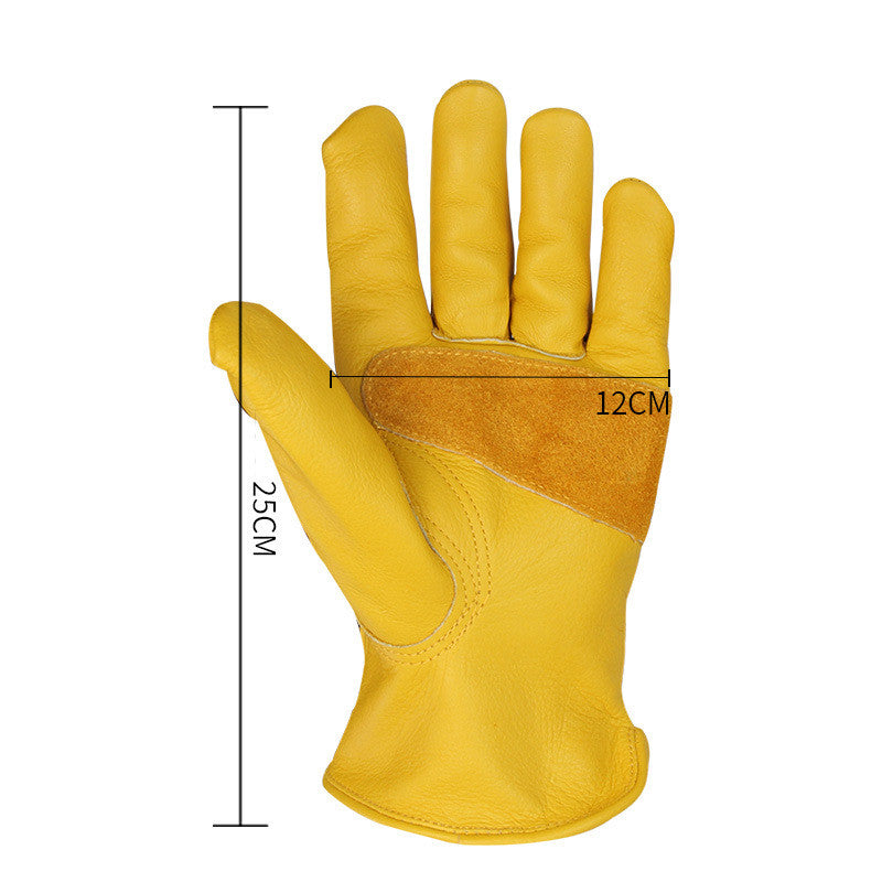Cowhide Leather Gardening Gloves – Heat & Thorn Resistant Cow Split Leather Work Gloves for Pruning, Welding & Heavy Duty Outdoor Use