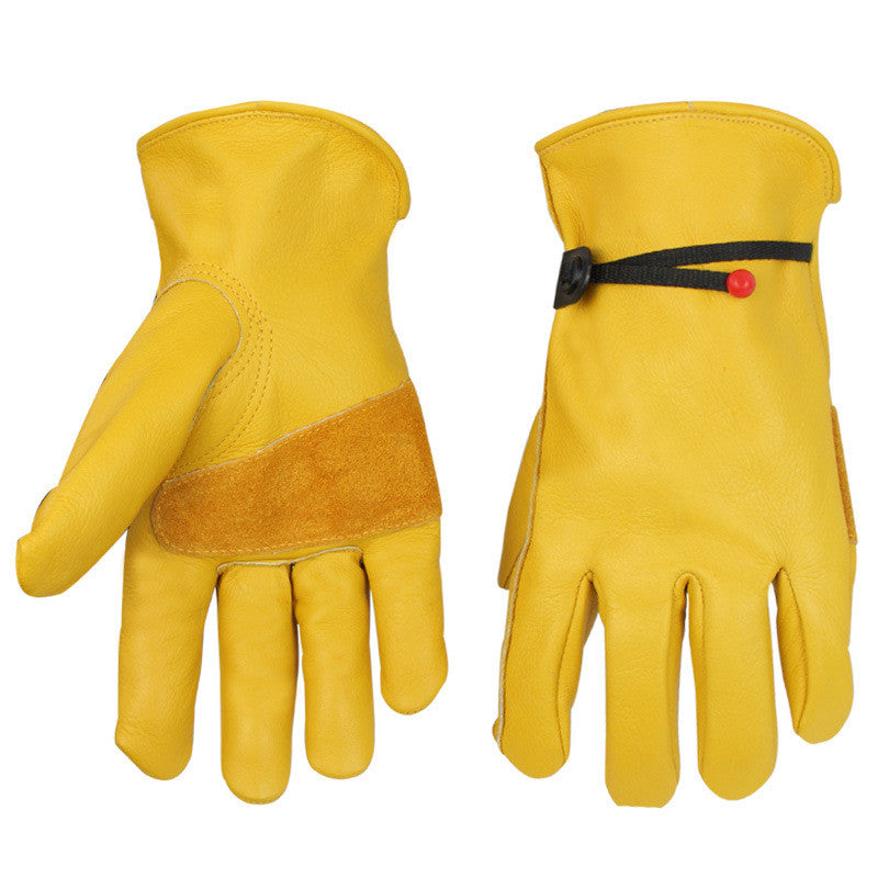 Cowhide Leather Gardening Gloves – Heat & Thorn Resistant Cow Split Leather Work Gloves for Pruning, Welding & Heavy Duty Outdoor Use