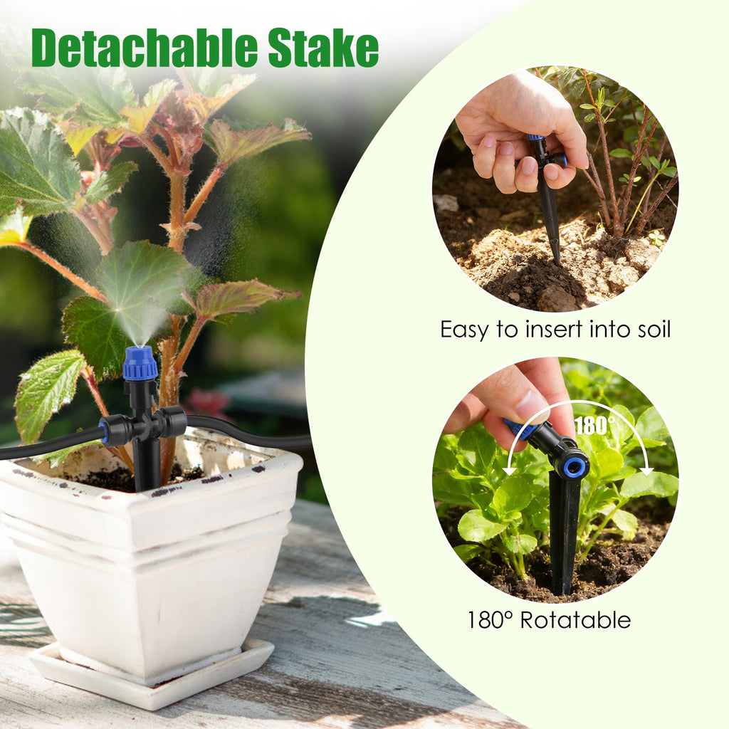 75FT Automatic Drip Irrigation System with Adjustable Misting Nozzles – Quick Connect Garden Watering Kit for Lawn, Patio & Flower Beds