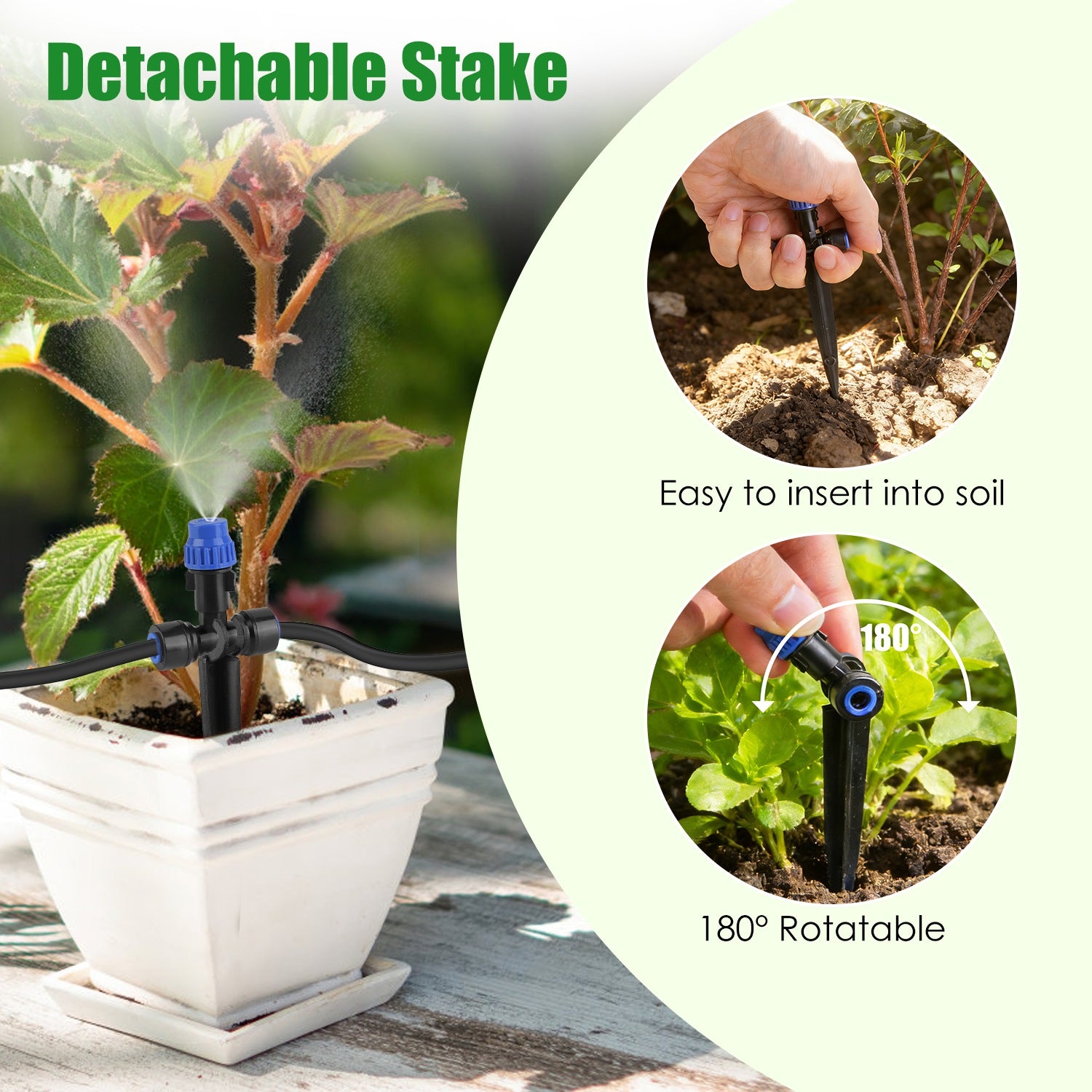 75FT Automatic Drip Irrigation System with Adjustable Misting Nozzles – Quick Connect Garden Watering Kit for Lawn, Patio & Flower Beds