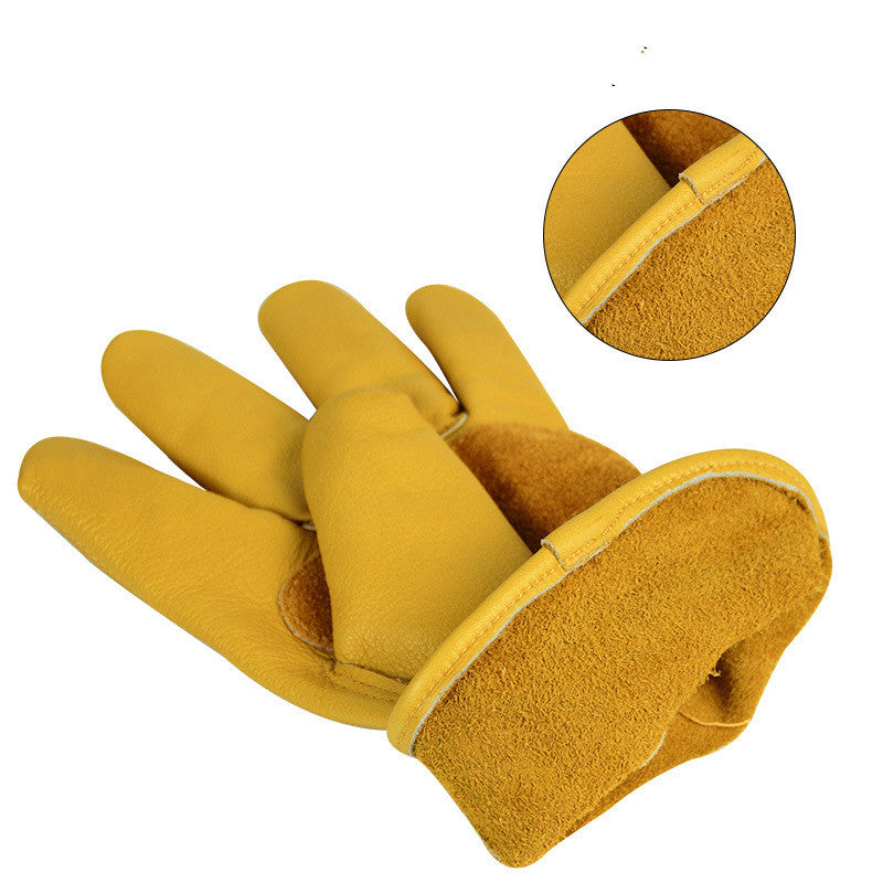 Cowhide Leather Gardening Gloves – Heat & Thorn Resistant Cow Split Leather Work Gloves for Pruning, Welding & Heavy Duty Outdoor Use