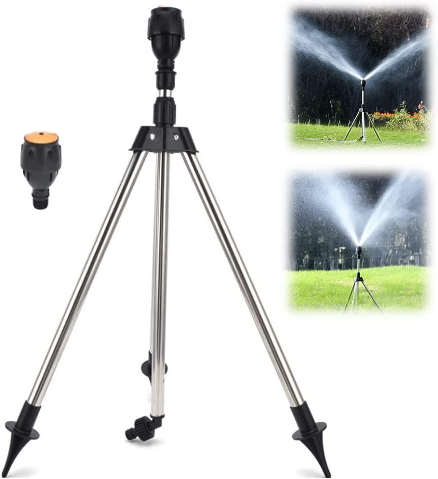 Adjustable Tripod Rotating Garden Sprinkler – Retractable Automatic Irrigation System for Lawn, Yard & Large Area Watering
