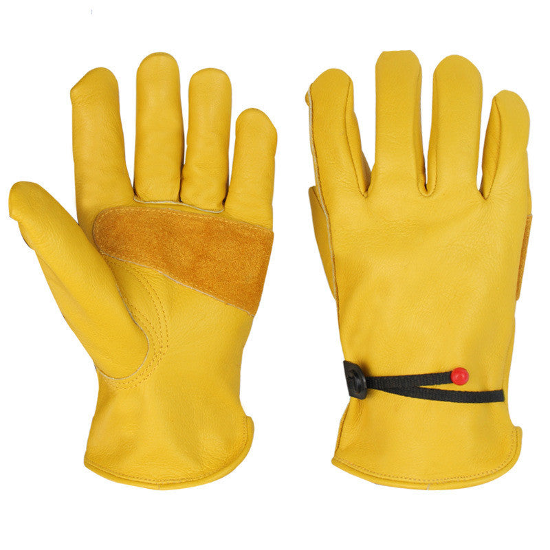 Cowhide Leather Gardening Gloves – Heat & Thorn Resistant Cow Split Leather Work Gloves for Pruning, Welding & Heavy Duty Outdoor Use