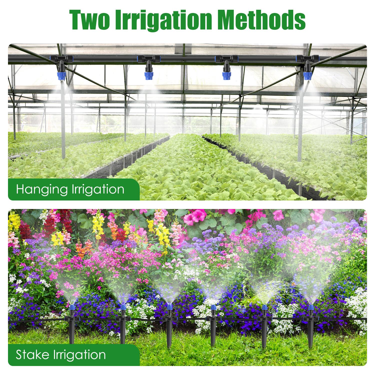 75FT Automatic Drip Irrigation System with Adjustable Misting Nozzles – Quick Connect Garden Watering Kit for Lawn, Patio & Flower Beds