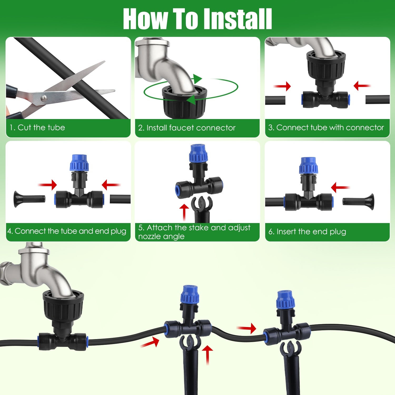 75FT Automatic Drip Irrigation System with Adjustable Misting Nozzles – Quick Connect Garden Watering Kit for Lawn, Patio & Flower Beds