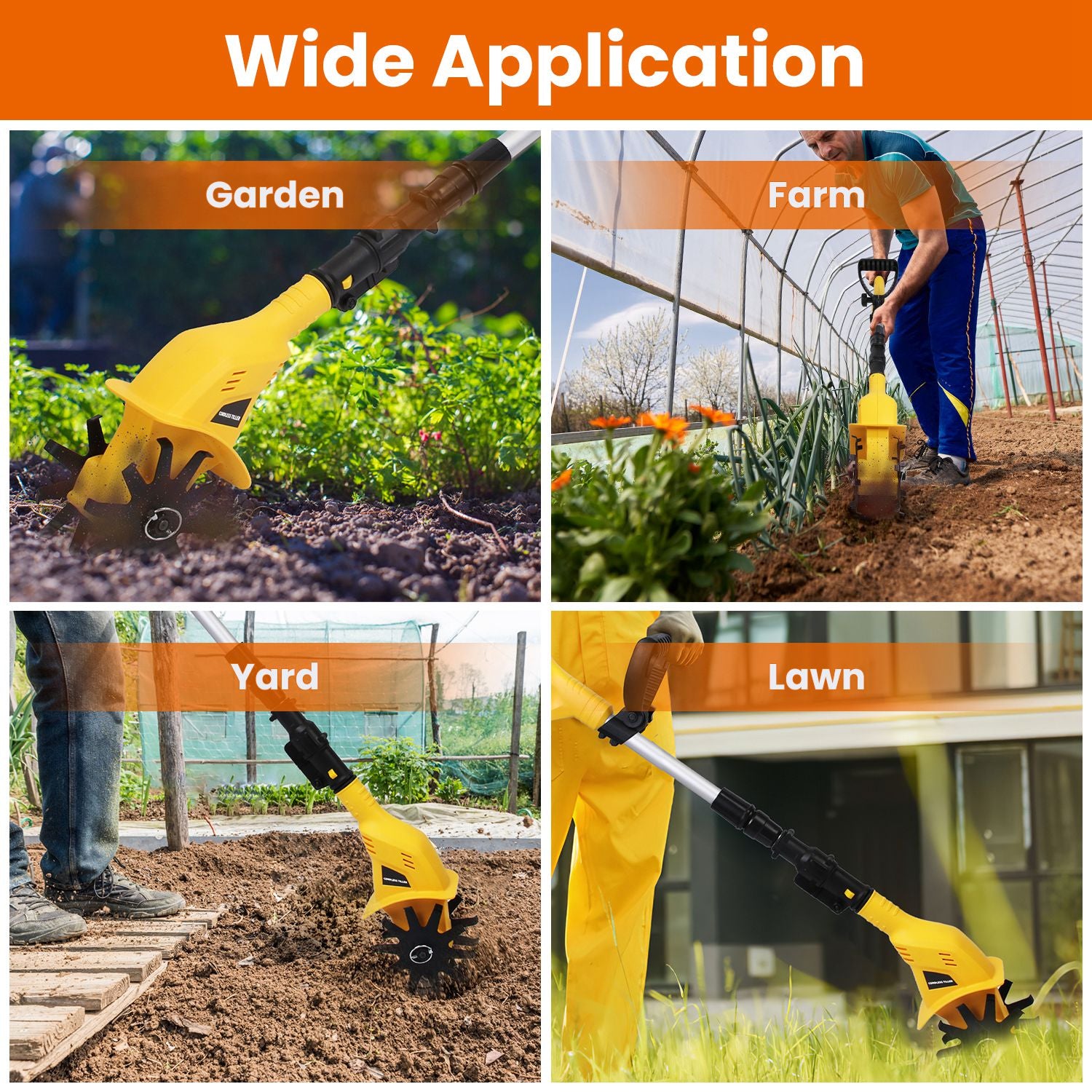 Cordless Electric Garden Tiller Cultivator 20V – Rechargeable Battery Soil рыхer with 250RPM Power for Garden, Lawn & Farm Use