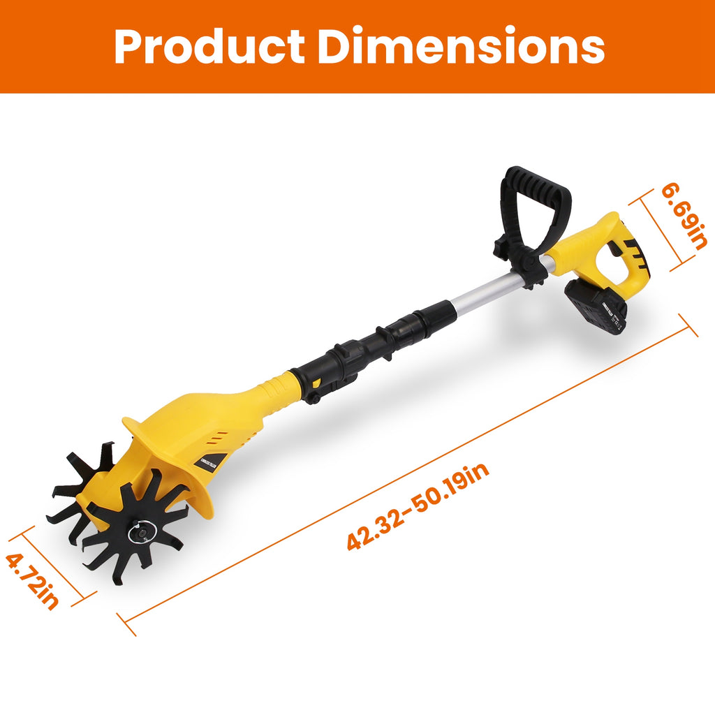 Cordless Electric Garden Tiller Cultivator 20V – Rechargeable Battery Soil рыхer with 250RPM Power for Garden, Lawn & Farm Use