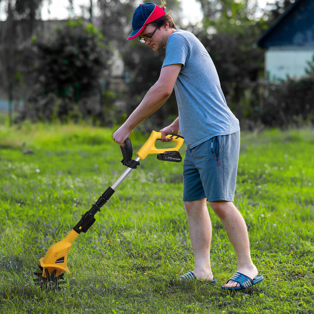 Cordless Electric Garden Tiller Cultivator 20V – Rechargeable Battery Soil рыхer with 250RPM Power for Garden, Lawn & Farm Use