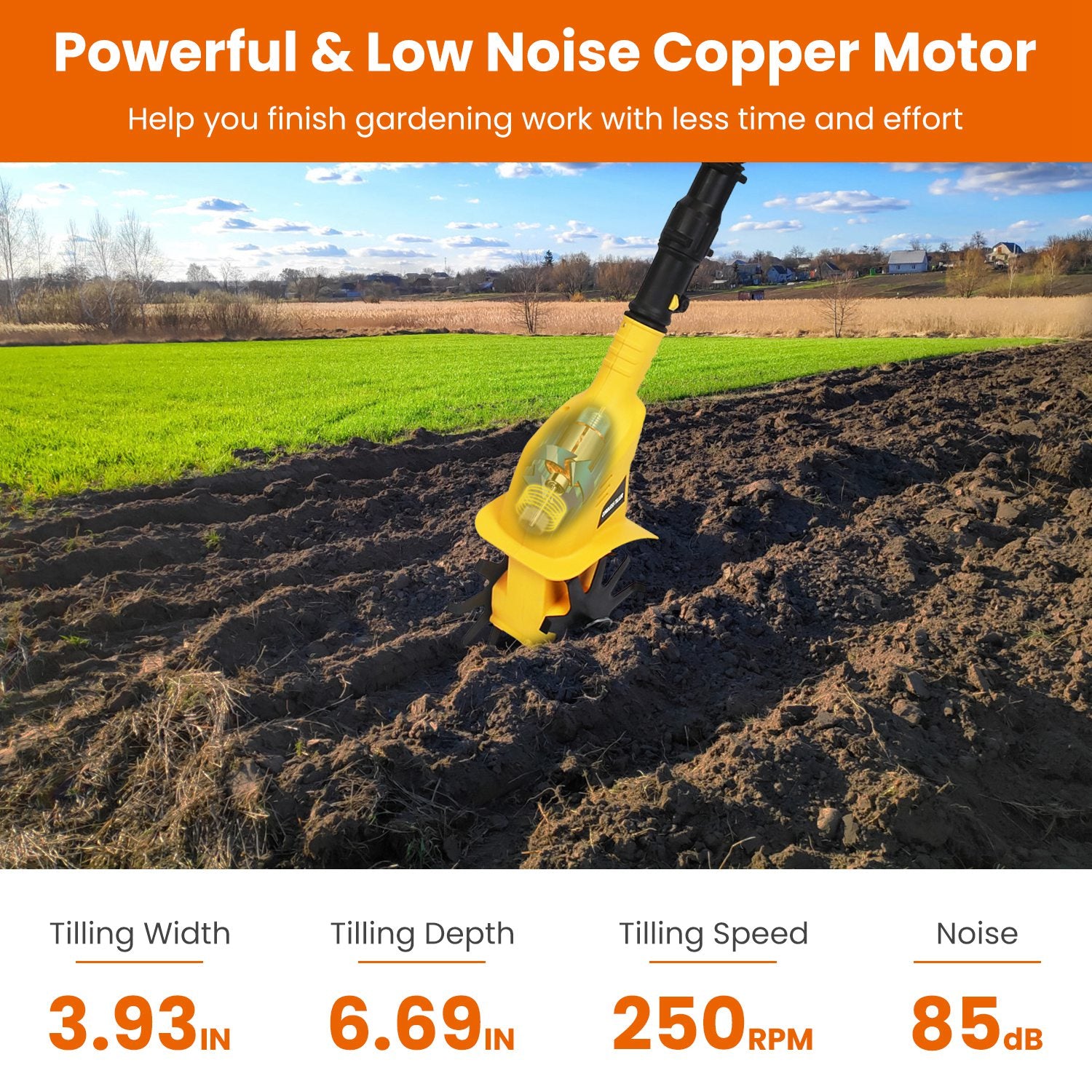 Cordless Electric Garden Tiller Cultivator 20V – Rechargeable Battery Soil рыхer with 250RPM Power for Garden, Lawn & Farm Use